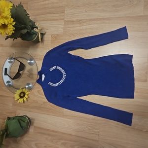 Royal blue diamond Neck cutout sweater